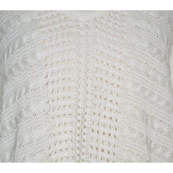 Cabi Fiesta Fringe Sweater Small Boxy Poncho Boho Coastal Beachy Half Sleeves - Picture 3 of 10